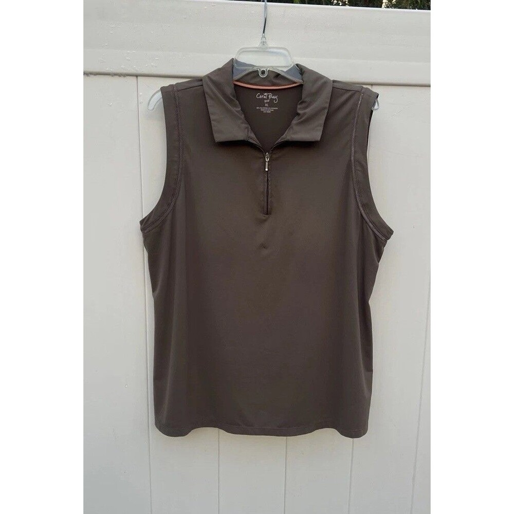 Coral Bay Golf Sleeveless 1/4 Zip Polo Shirt XL